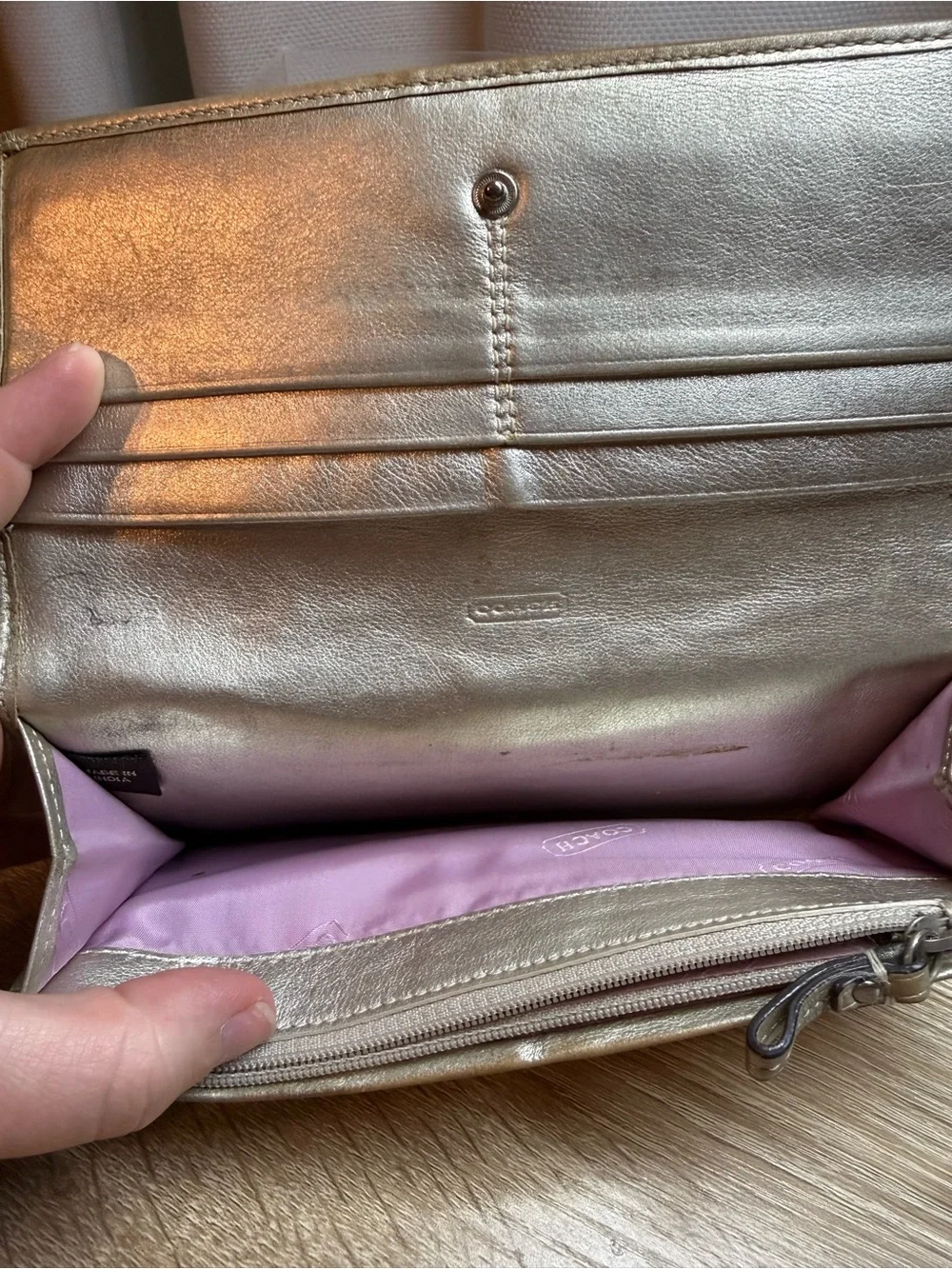 Coach Beige and Brown Signature Continental Wallet - Picture 6 of 8